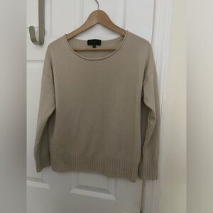 Nili Lotan Tan Crew Neck Sweater Soft Knit Classic Design